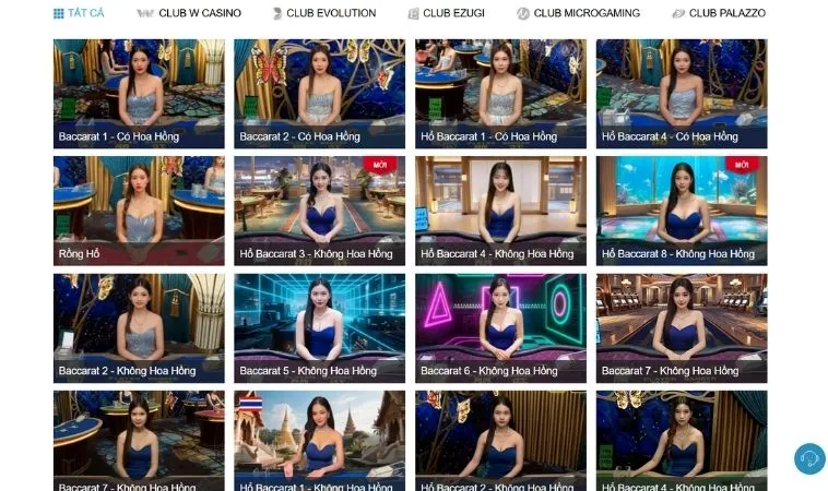Đa dạng các thể loại game live casino để trải nghiệm tại nhà cái W88